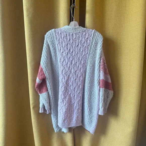 Free People Pink and Cream Button-Up Cardigan - Picture 2 of 5